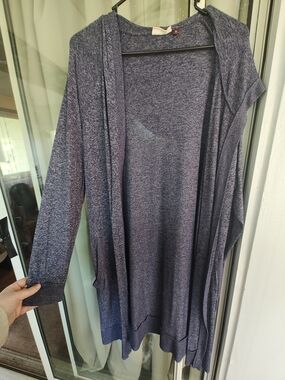 SO Longline Open Front Cardigan - Heathered Blue